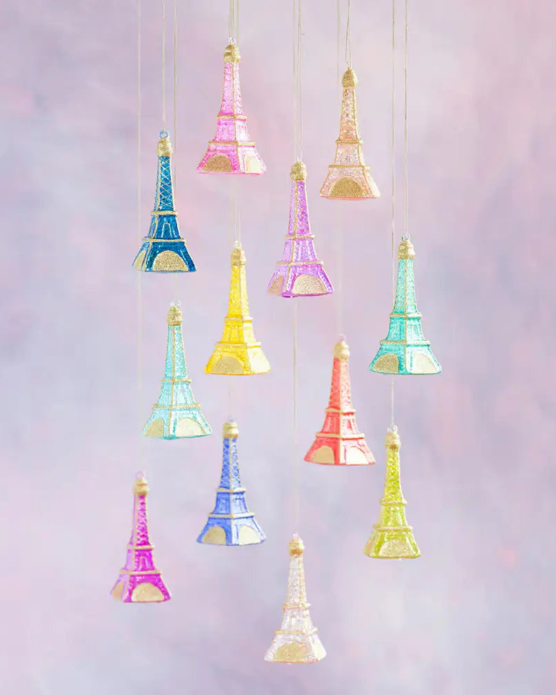 Glitterville Rainbow Eiffel Tower Ornament - ornament