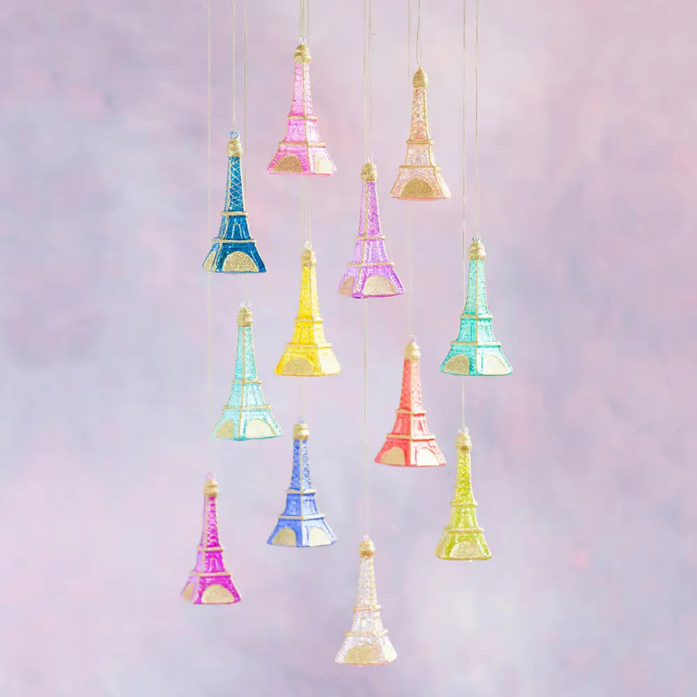 Glitterville Rainbow Eiffel Tower Ornament - ornament