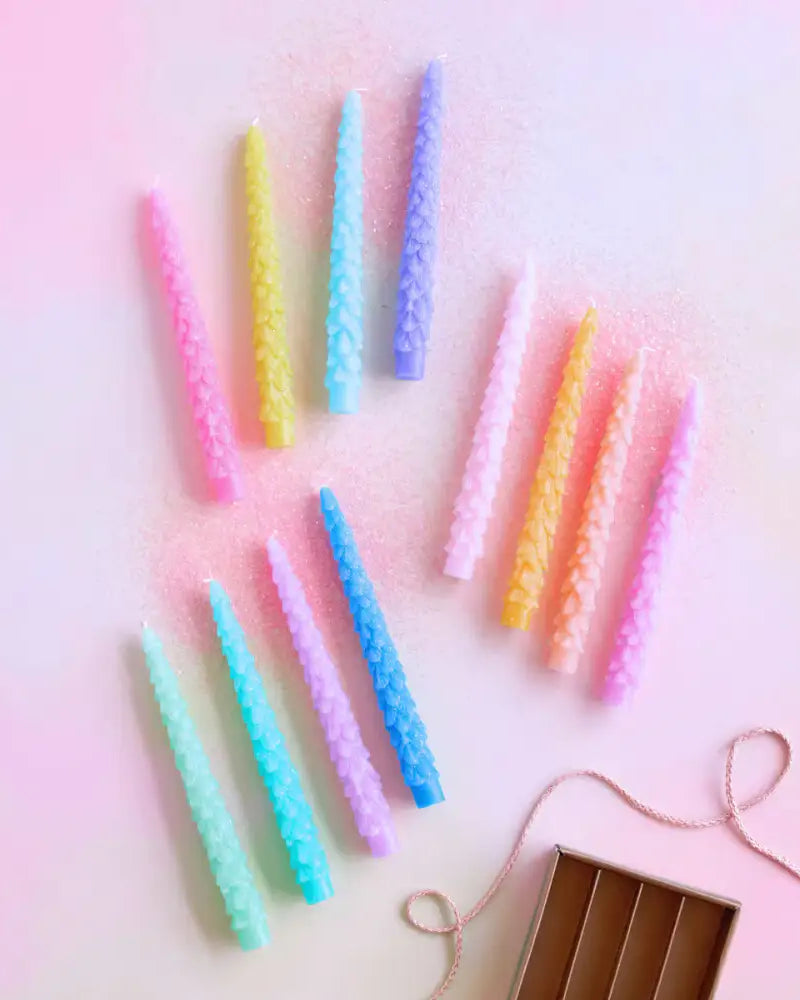 Glitterville Rainbow Tree Taper Candle - Christmas