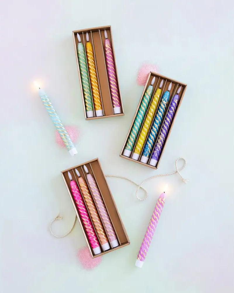 Glitterville Swirl Rainbow Candle S/4 - Candle