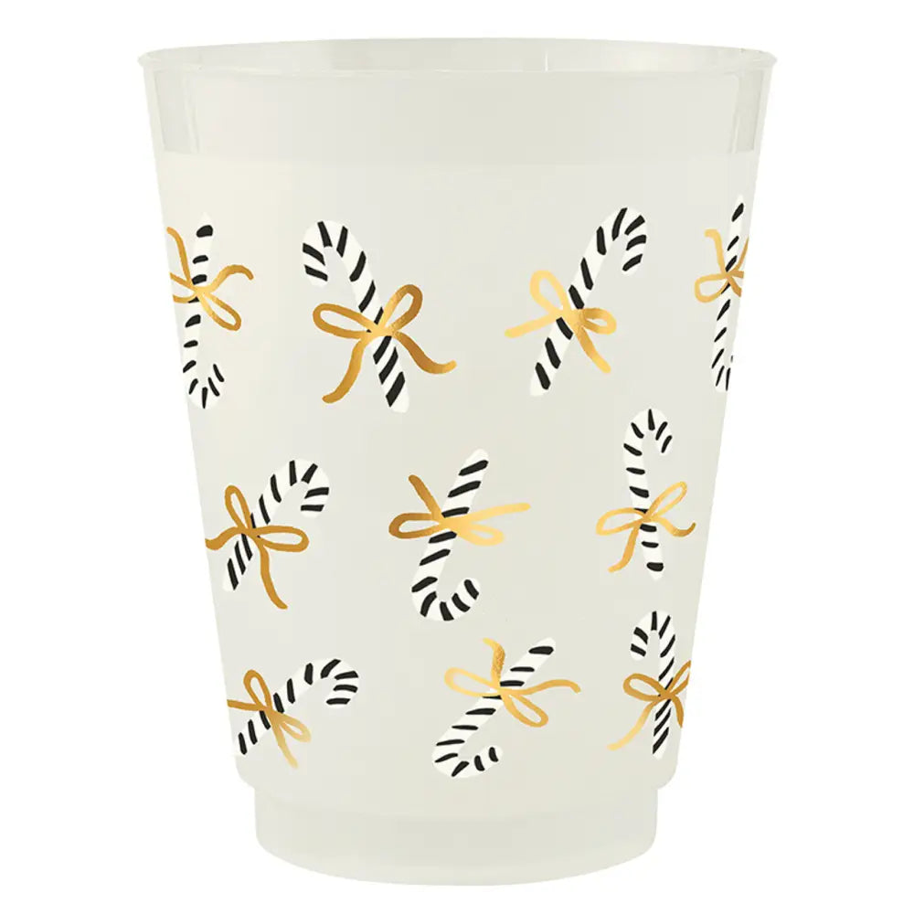 Gold Foil Frost Cups Candy Canes Set of 8 Christmas Cup