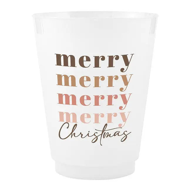 Gold Foil Frost Cups Merry Christmas Set of 8 Christmas Cup