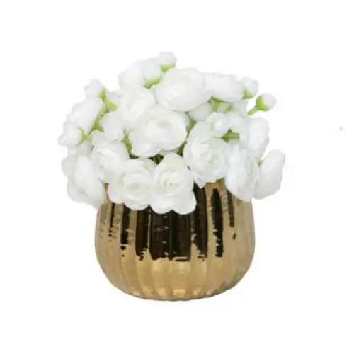 Gold Mini Vase with Ranaunculus - Botanicals