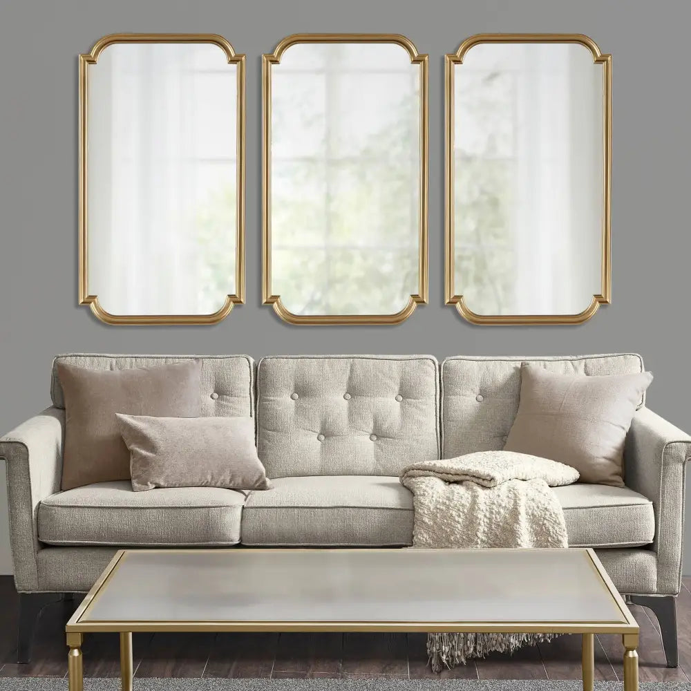 Gold Scalloped Wood Wall Mirror Home Decor