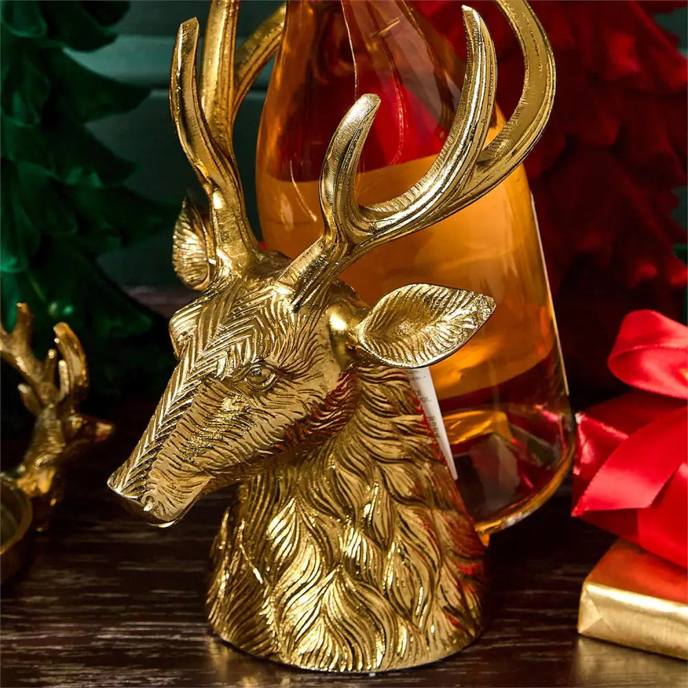 Gold Stag Bottle Holder - Christmas Decor