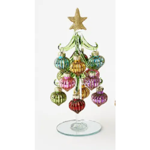 Handmade Glass Tree w/Balls - 1 - Christmas Decor