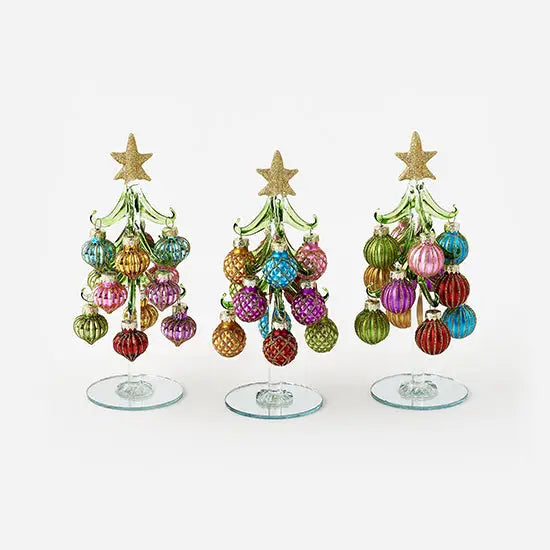 Handmade Glass Tree w/Balls - Christmas Decor