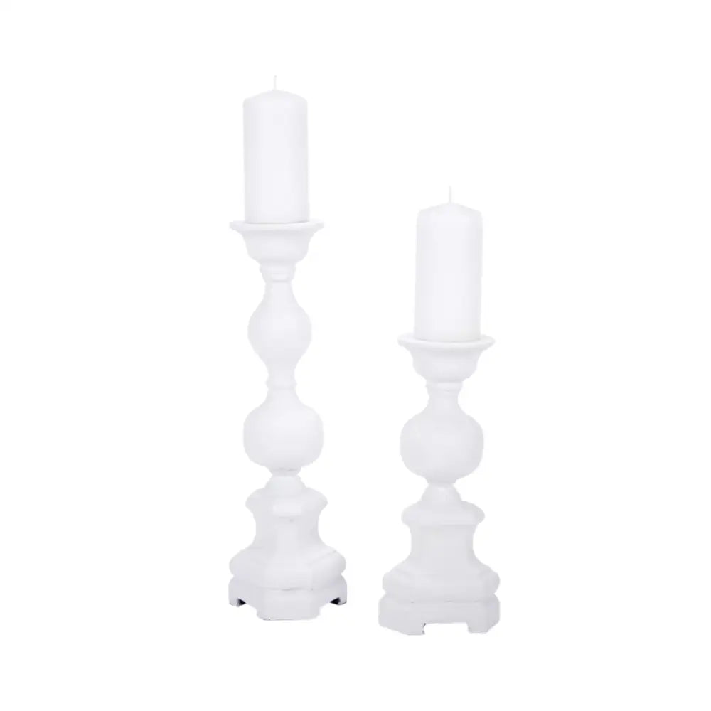 Harper White Gesso Candle Holders - Candleholder