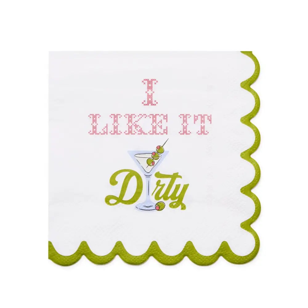 I Like it Dirty 3-Ply Paper Cocktail Napkin with Scalloped Edge - NAPKINS
