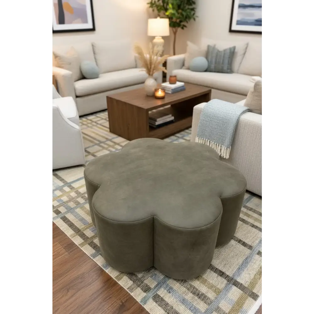 Kate Leather Ottoman - Ottoman