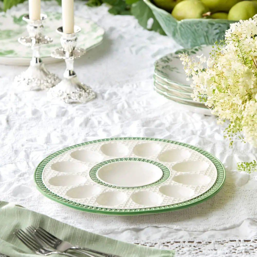Le Jardin Embossed Rattan Egg Plate 12.25