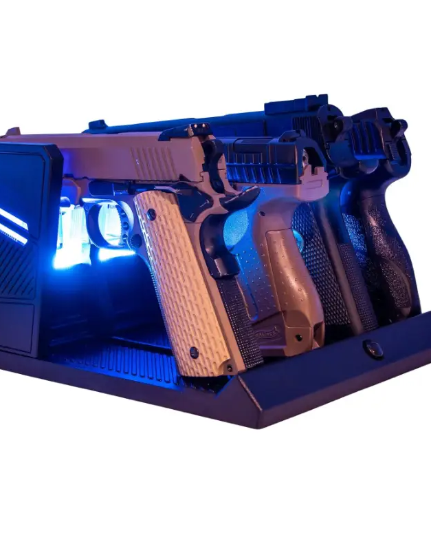 LED Pistol Rack / Holder - Blue - gun safe accessories