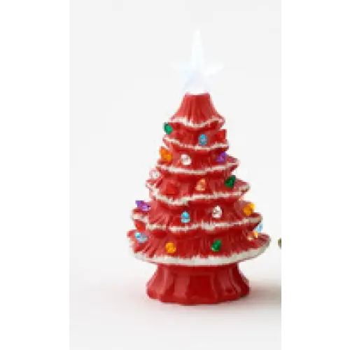 Lighted Christmas Tree w’Timer Red / Small Christmas Decor