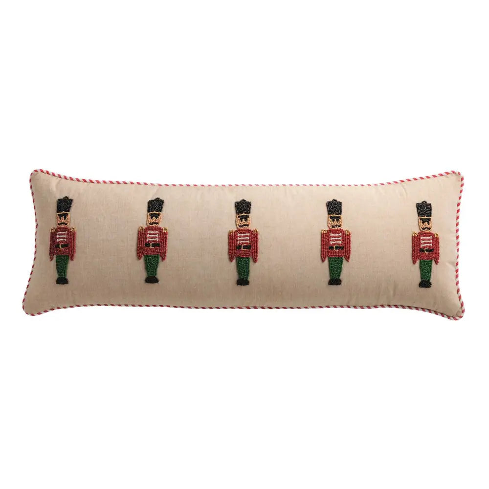 Long Beaded Nutcracker Pillow - Christmas Pillow