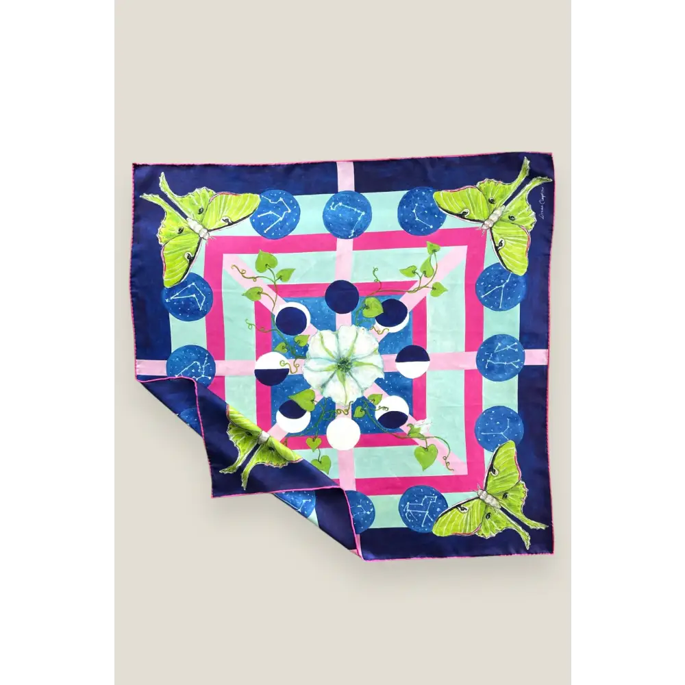 Luna Moth & Constellations Silk Scarf - Scarf