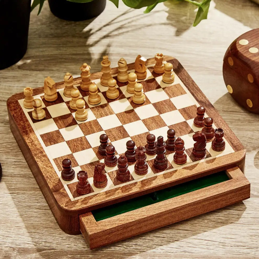 Magnetic Chess Set in Hand-Crafted Wooden Box Includes 32 Playing Pieces - Games