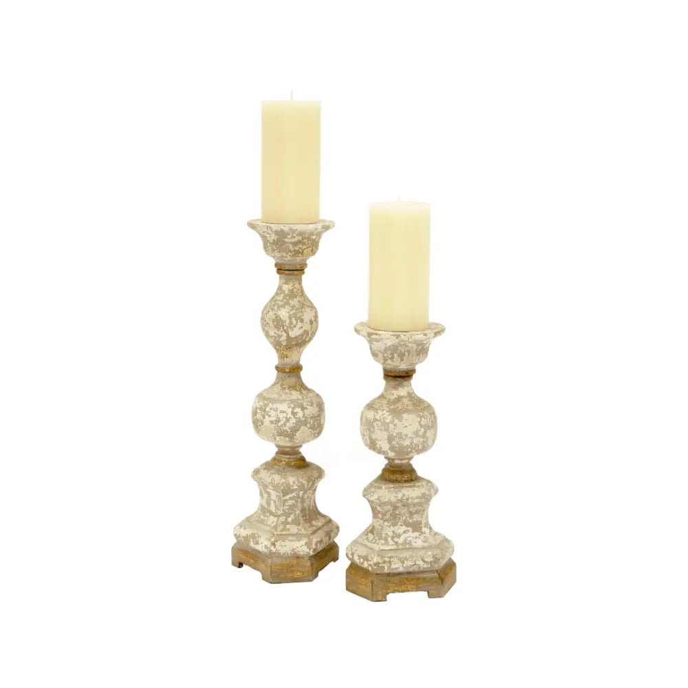 Milan French White & Gold Candle Sticks - Candleholder
