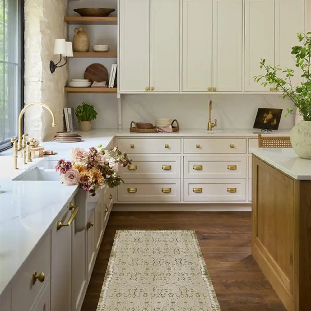 Natural Chinoiserie Vinyl Floor Mat - Large