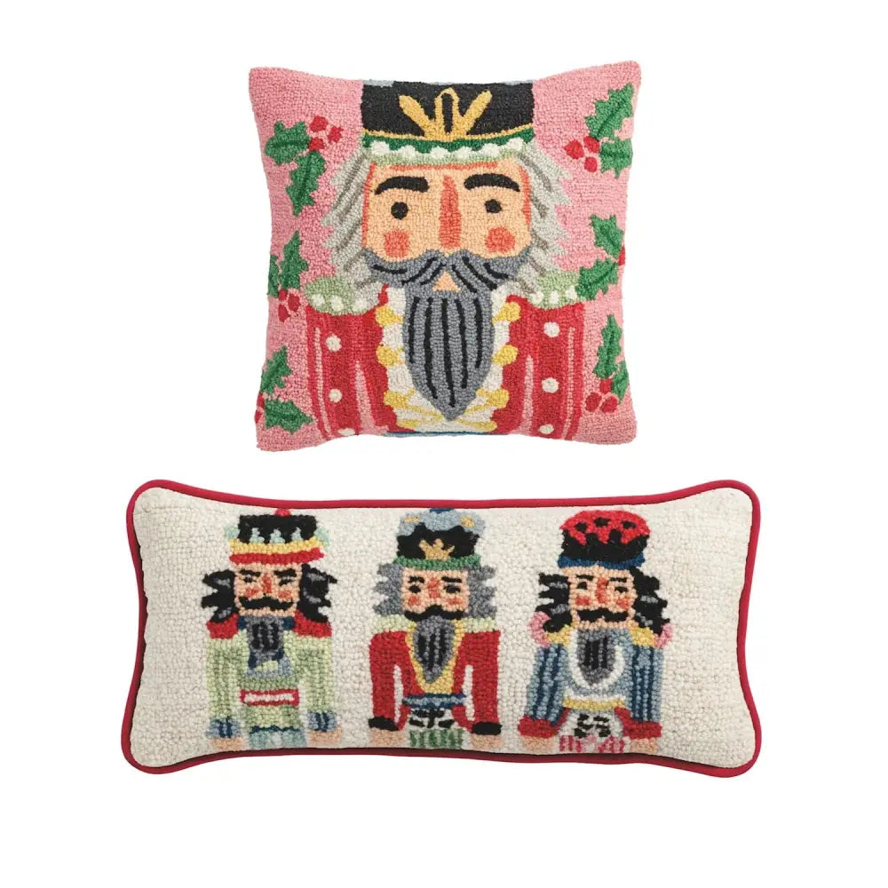Nutcracker Hooked Wool Pillows - Christmas Pillow
