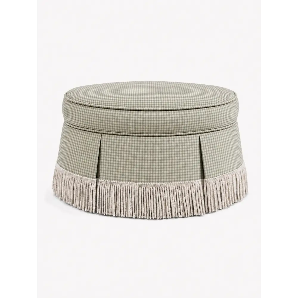 Pelham Juniper Green Check with Off-White Bullion Fringe 40’’