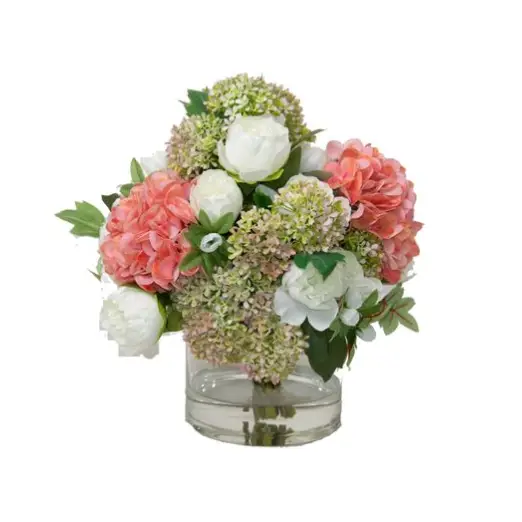 Peony and Snowball Clear Glass - Botanicals
