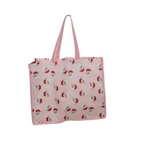 Pink Santa Claus Large Tote - CHRISTMAS BAG