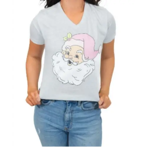 Pink Santa Claus V-Neck T-Shirt - christmas t-shirt