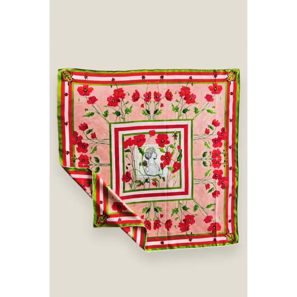 Poppy Cameo Silk Scarf - Scarf