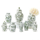 Primrose and Lotus Hand-Painted Green and White Chinoiserie Collection - Vase
