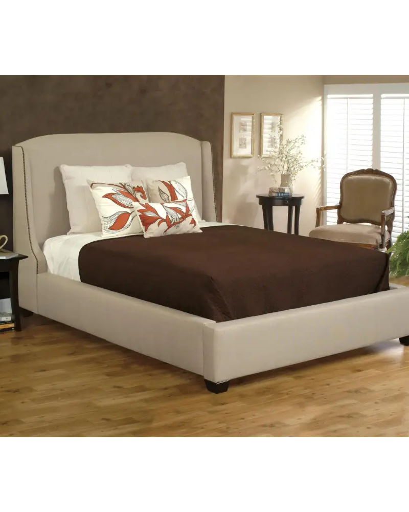 Queen Upholstered Wing Bed - Queen Bed