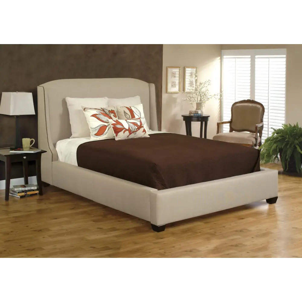 Queen Upholstered Wing Bed - Queen Bed