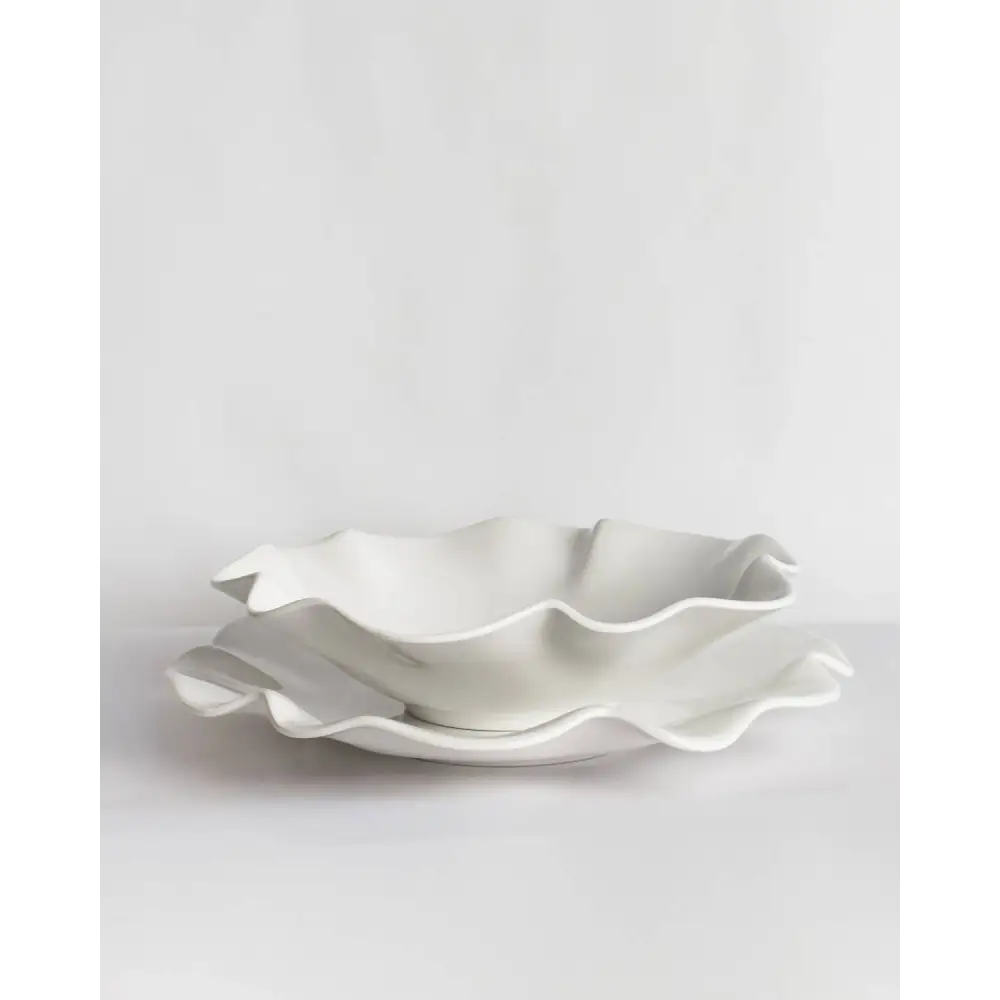 Ripple Melamine Serving Bowl White 14x3.5