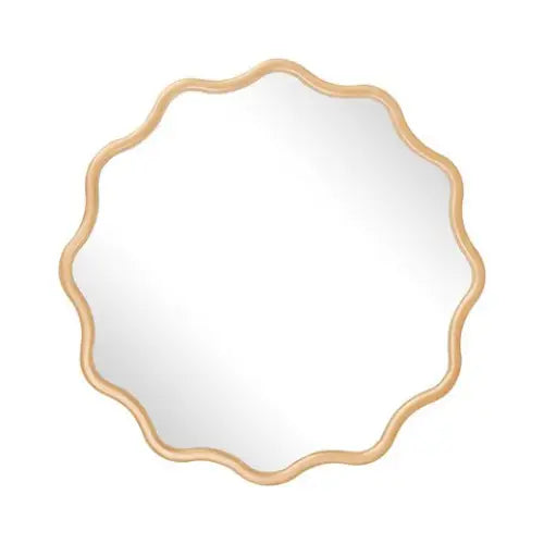 Round Gold Scalloped Mirror - Mirror