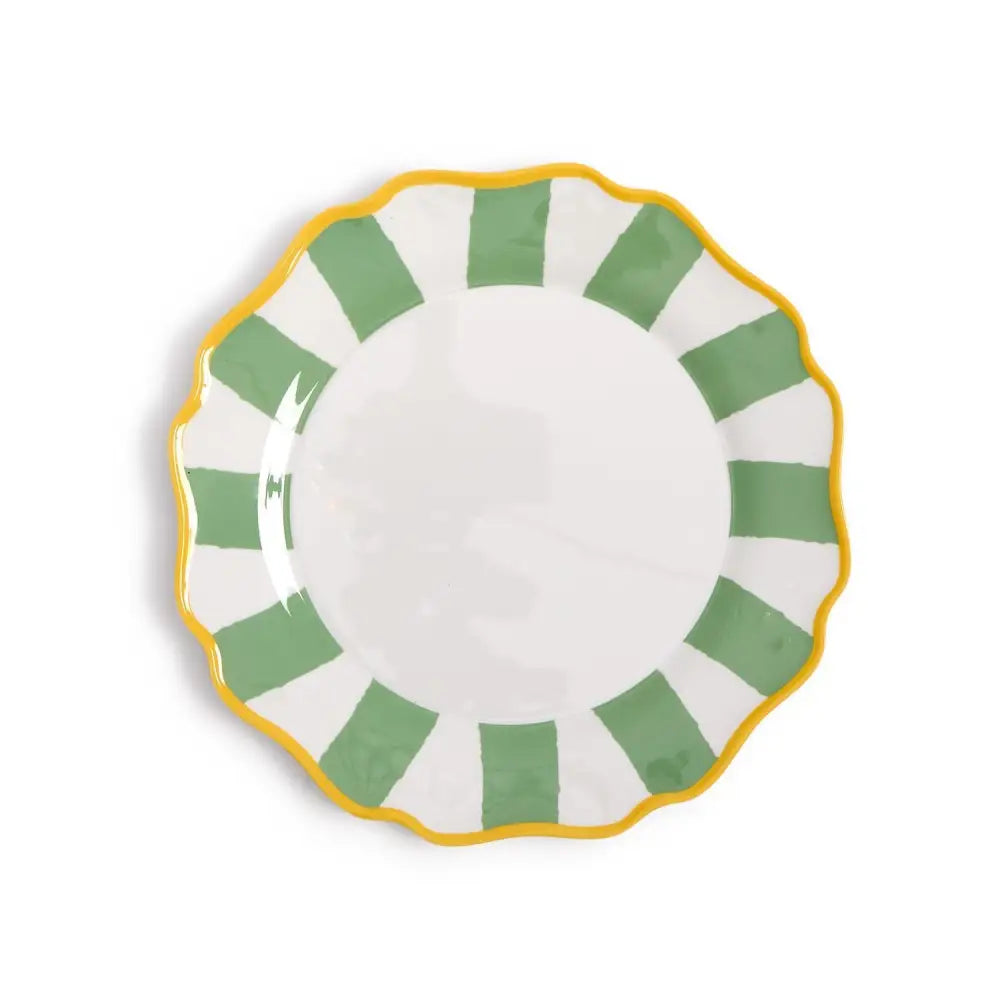 Sage Green Striped Dinner Plates - Dinner Plate