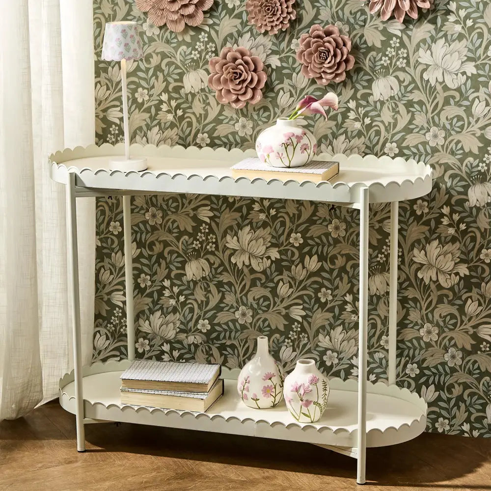 Scallop Edge Double Shelf Accent Table - Accent Table