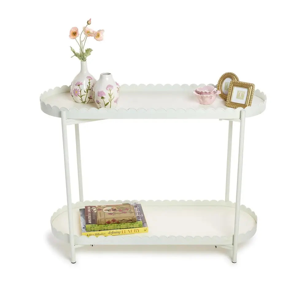 Scallop Edge Double Shelf Accent Table - Accent Table