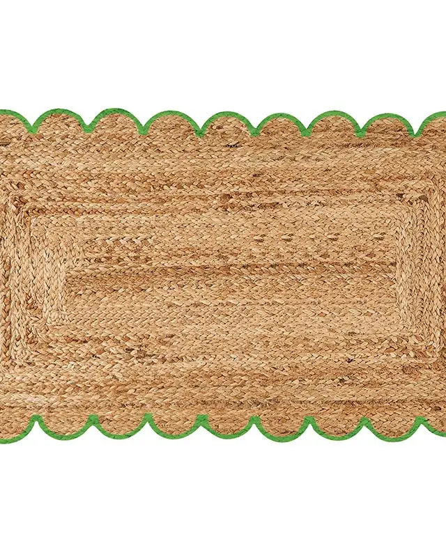 Scalloped Jute Door Mat - Green - Scalloped Rug