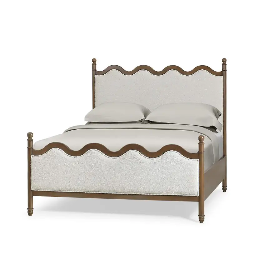 Scalloped Queen Upholstered Bed - Queen Bed