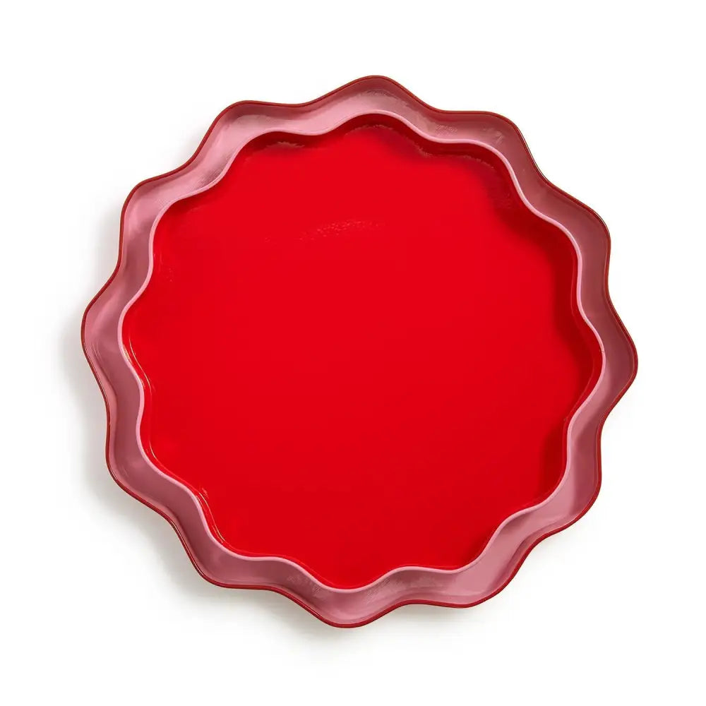 Scalloped Red and Pink Tray - Red - Scalloped Tray