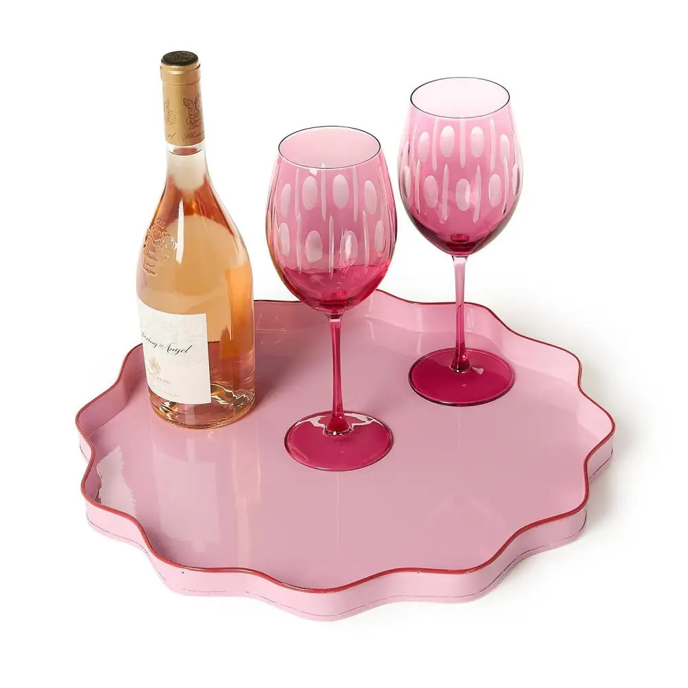 Scalloped Red and Pink Tray - Pink - Scalloped Tray