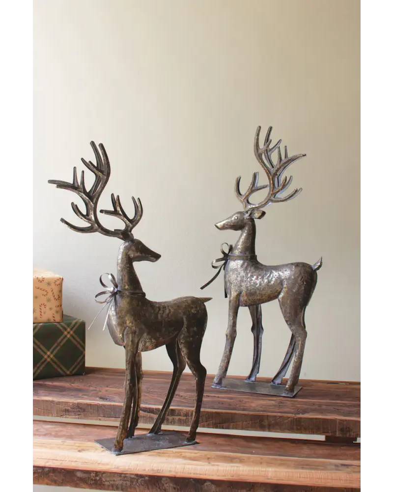 Set of 2 Rustic Metal Reindeer - reindeer
