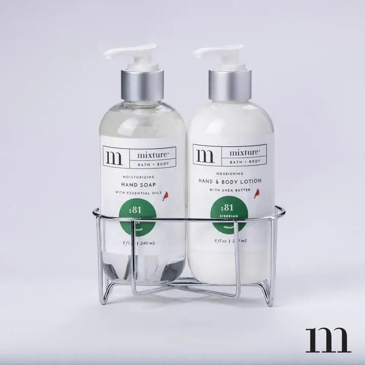Siberian Fir Hand Soap & Lotion with Silver Caddy - hand soap