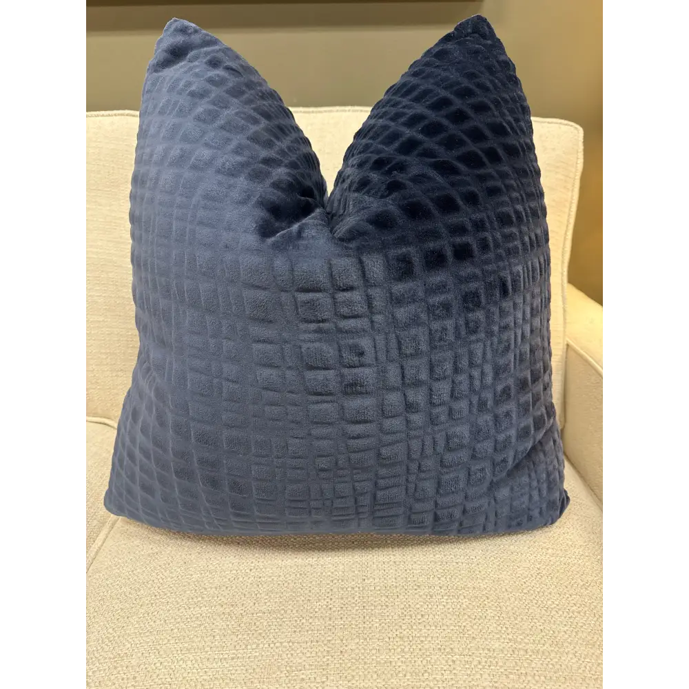 Squared Navy Velvet Pillow - Throw Pillow