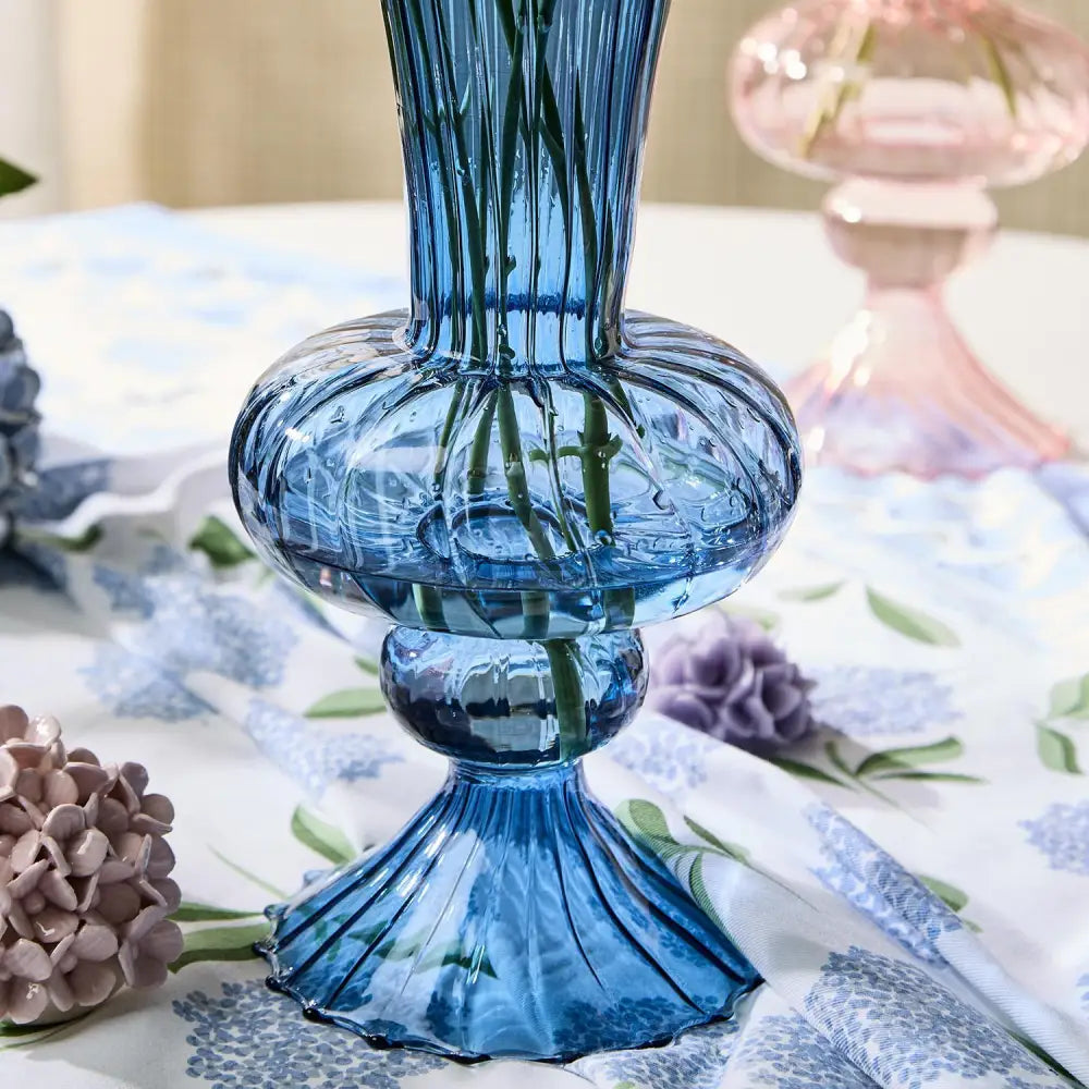 SWIRL HAND-BLOWN GLASS VASE - BLUE - VASE