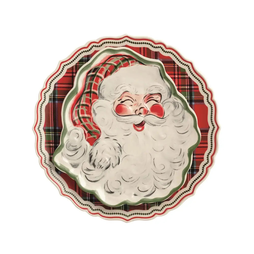Tartan & Santa Platter Set - christmas serveware