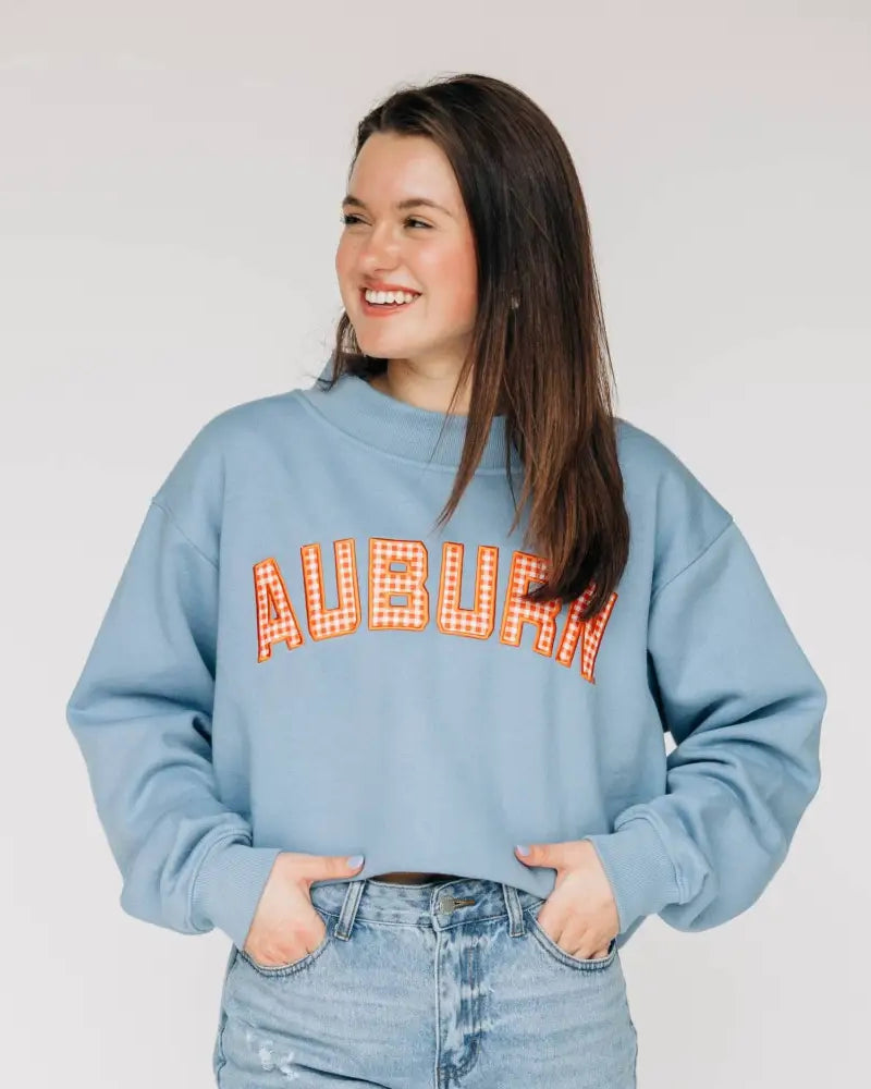 The Mallory Mockneck Auburn Gingham | Denim
