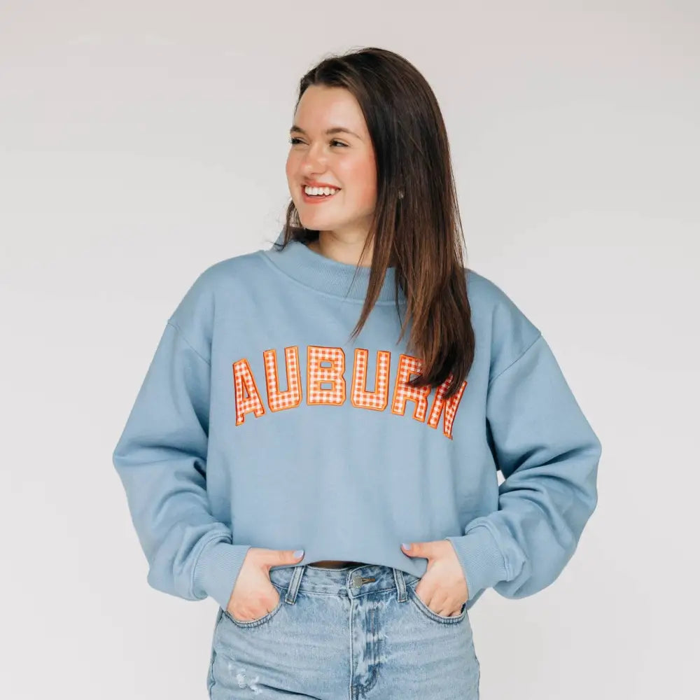 The Mallory Mockneck Auburn Gingham | Denim