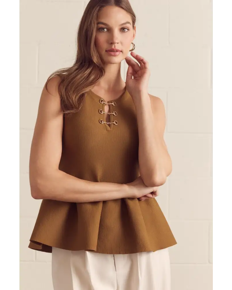 Toffee Peplum Top - Blouse