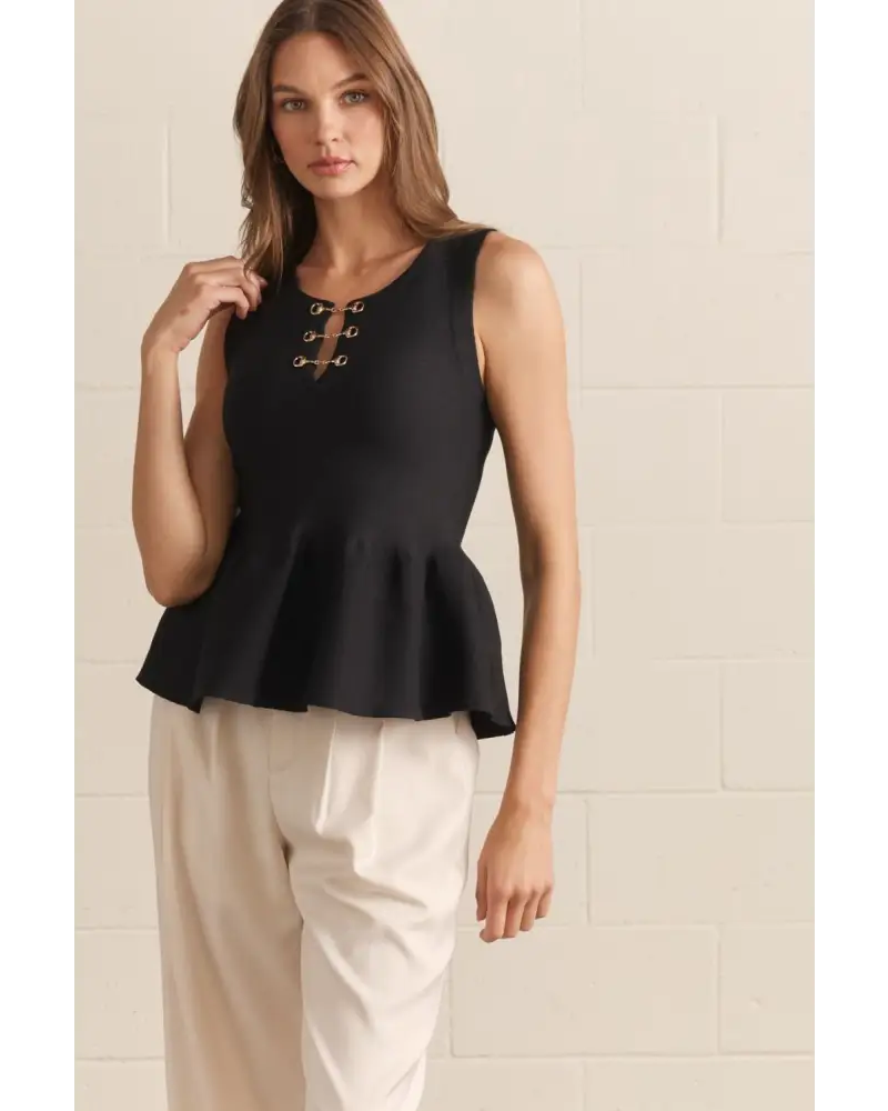 Toffee Peplum Top - S / Black - Blouse