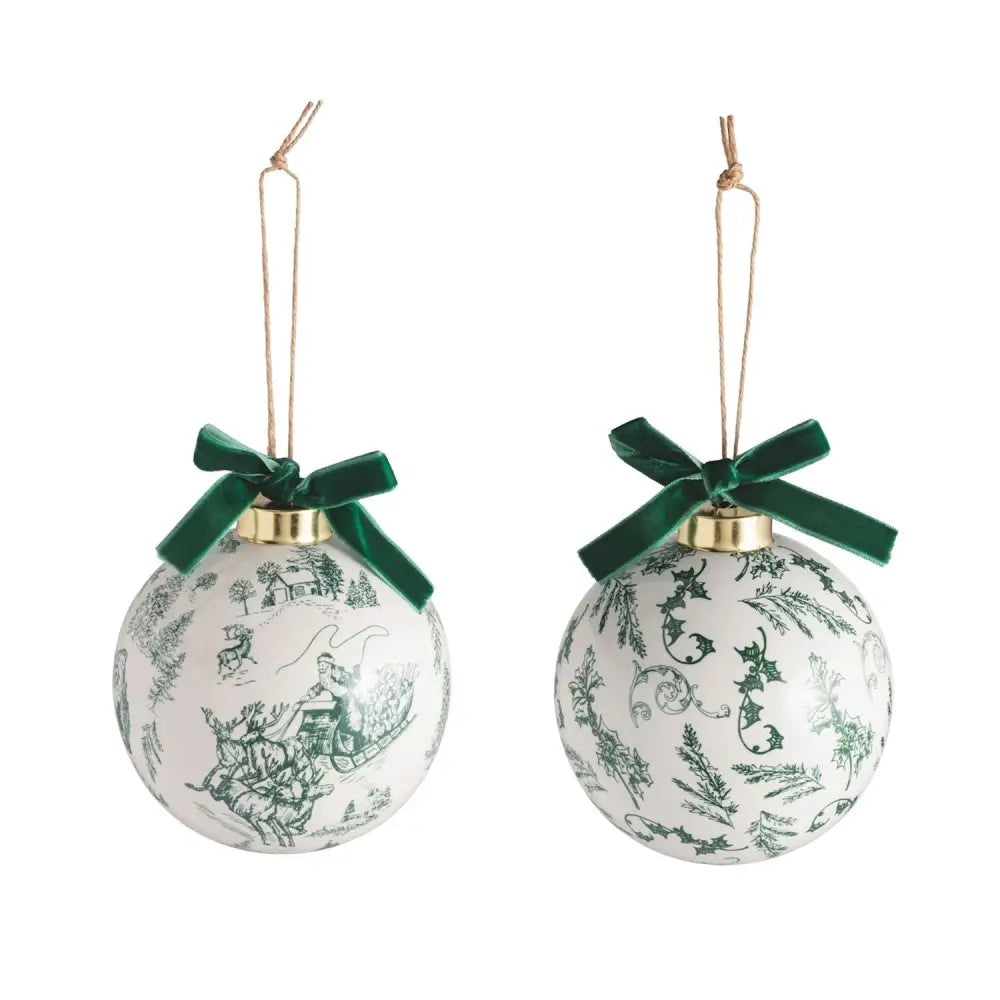 Toile Ball Ornaments - Christmas